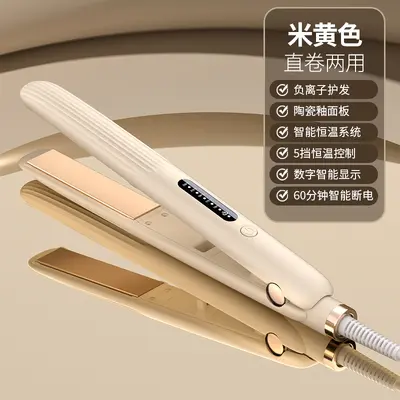 Portable 2-in-1 Negative Ion Hair Straightener and Curling Iron Flat Iron Hair Straightening Tool Fringe Styling Plate Cross-border