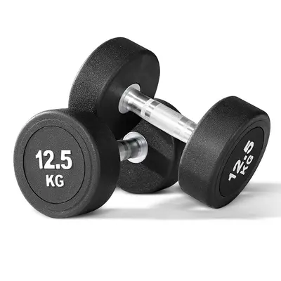 Fixed dumbbell set, rubber coated, round head, pure steel