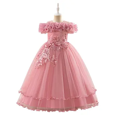 Children's Single-Shoulder Puffy Princess Dress for Girls, Party and Performance
