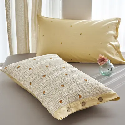100% Cotton Button Pillow Cover, 48x74 cm, Single Size - 2
