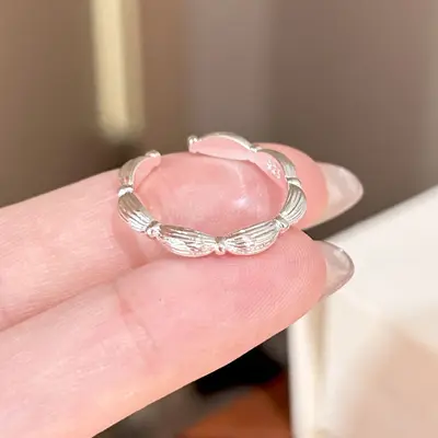简约锆石素圈戒指女小众轻奢高级感食指戒不掉色开口指环新品 - 7