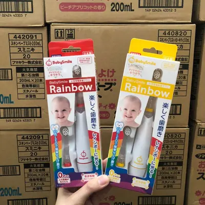 日本babysmile宝宝笑脸婴儿电动软毛牙刷智能LED发光牙刷带替换头
