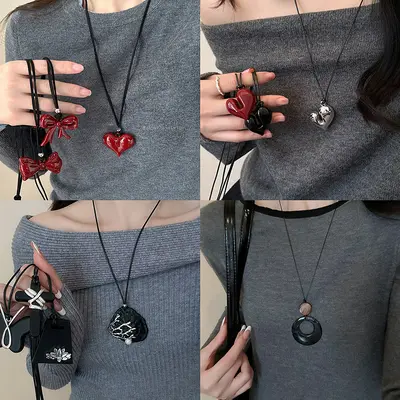Maillard retro kolye kadın Kore yeni niş kazak zinciri moda sonbahar ve kış çok yönlü üst düzey kolye toptan