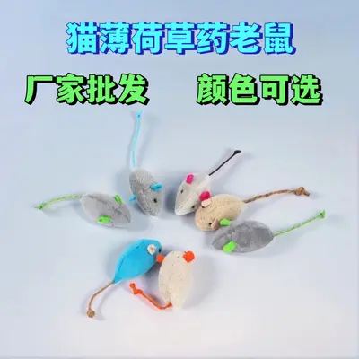 Catnip Plush Mouse Cat Toy with Molar Cleaning and Teaser Wand