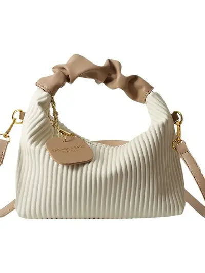 Vertical Striped Retro Women's Handbag 2025 Winter Single-Shoulder Crossbody - 6
