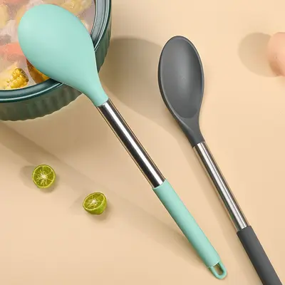 Manufacturer Supply Silicone Kitchen Utensil Set Cooking Spatula Spoon Silicone Serving Spoon Soup Spoon Non-stick Pot High Temperature Resistant