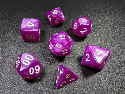 Acrylic DND Dice Set 7 Pieces Marble Pattern Multi-Faceted - 8