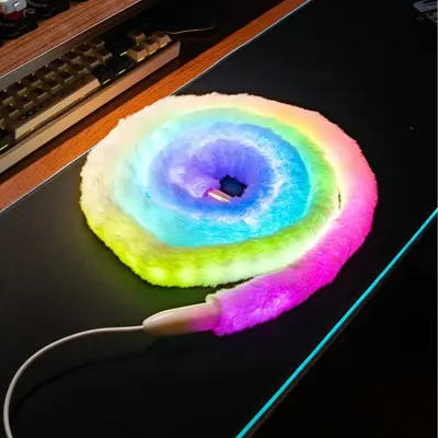 Light-Up Velvet Colorful LED Light Strip, Flexible Woven Round-Tube Neon Light Strip, Smart Sound-Activated Remote-Controlled LED Decorative Light