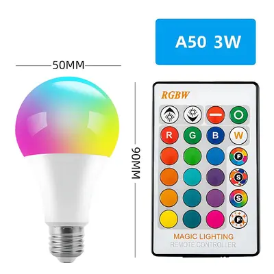 Plastic-Coated Aluminum A19 Color-Changing LED Bulb RGBW Dimmable E27 Screw Base - 7