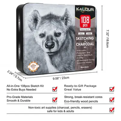 Kalour 108 parçalı taslak kurşun kalem seti - 4