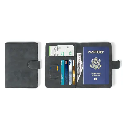 PU-Magnetverschluss RFID-Kartenhalter mit Reisepass und Ticketfach - 8