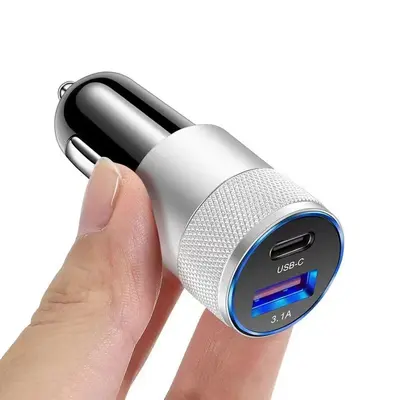 Emniyet çekiçli araba şarjı küçük çelik top araba şarjı dijital ekran sabit 12.5 araba şarjı USB + PD QC3.0 hızlı şarj - 8