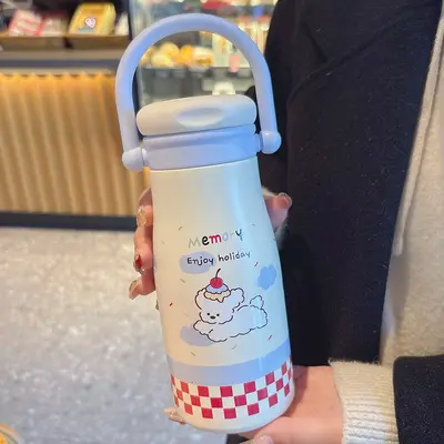 Cartoon Stainless Steel Insulated Straw Cup, Large Capacity - 7