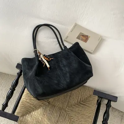 2026 Large Capacity Women's Frosted Matte Tote Bag, Retro Underarm Design - 6