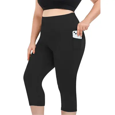 Cepli 7/8 büyük beden yoga taytı, süt ipeki, yüksek bel - 7