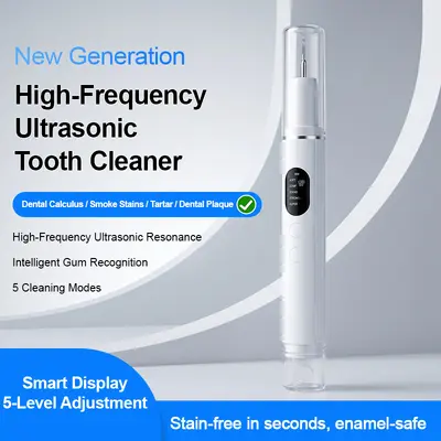 Ultrasonic electric tooth cleaner with water spray for tartar and plaque removal