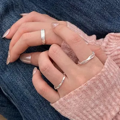 Geometric Möbius ring for women, open adjustable, luxury style - 5