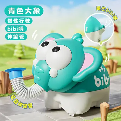 Children's Inertia Car Toy with Straw Pull-Along, Cartoon Duck and Elephant Figures - 9