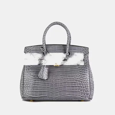 Crocodile-Embossed Women's Shoulder Bag, Large Capacity - 8