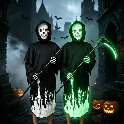 Kids Halloween Glow-in-the-Dark Skeleton Jumpsuit Costume