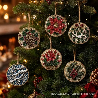 6 parça Noel ahşap süs seti, DIY - 12