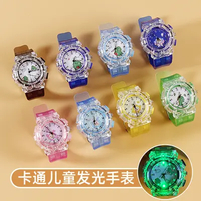 Eggboy çocuk saati, dinozor deseni, parlak, şeffaf