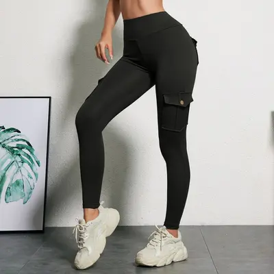 Damen Laufhose, elastisch, eng, hohe Taille, schnelltrocknend - 8