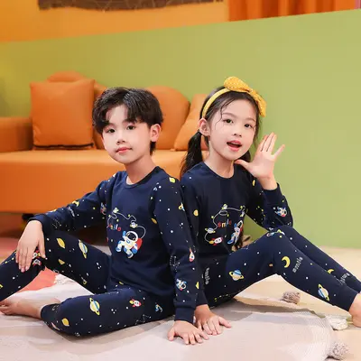 Kids' Pure Cotton Autumn Winter Pajama Set for Boys and Girls - 11