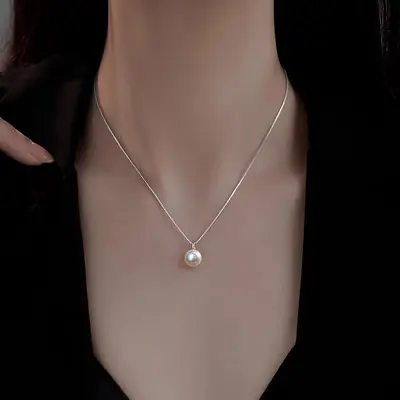 S925 gümüş tatlı su incisi kolye kadın, klavikula zinciri
