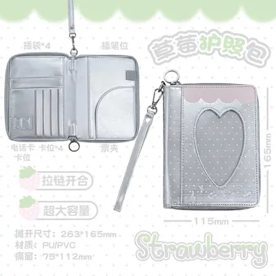 RosyPosy strawberry pattern passport holder card and money storage