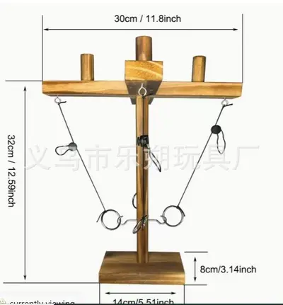 Ring Toss Games Wooden Toy Bar Family Desktop Hook and Loop Ring Toss Game - 10