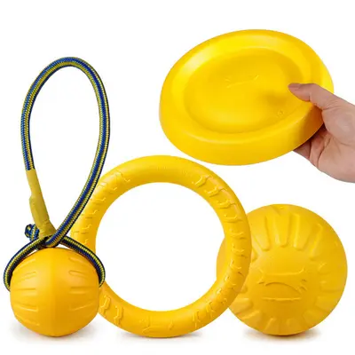 EVA Dog Toy Set with Floating Frisbee and Tug Ring - 4