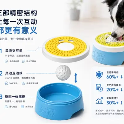 Interaktive Slow-Feeding-Napf für Hunde, Leckspielzeug mit Kugeln, Slow-Feeder für Haustiere, Intelligenzspielzeug und Stressabbau, Trainings-Futternapf für Haustiere – grenzüberschreitend