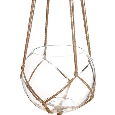 Woven Hanging Planter Basket, Hemp Rope, Indoor and Outdoor - 5