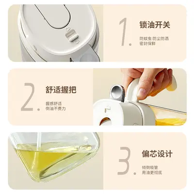 Kalzium-Natrium-Glaskanne Haushalt Küche auslaufsichere Ölkanne Sojasaucen-Essig-Gewürzflasche ölfreie hängende großvolumige Ölkanne