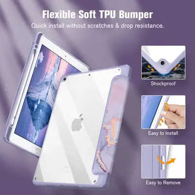 Schutzhülle für iPad 11, 10,2 Zoll, mit Stifthalter, bemalte Lederhülle aus Acryl