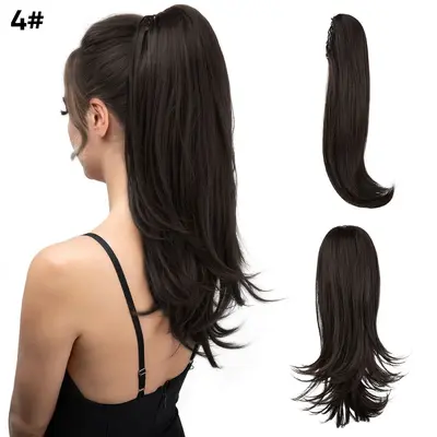 Women's Short Hair Ponytail Wig, High Ponytail, Natural Fluffy Curly, Clip-In - 9