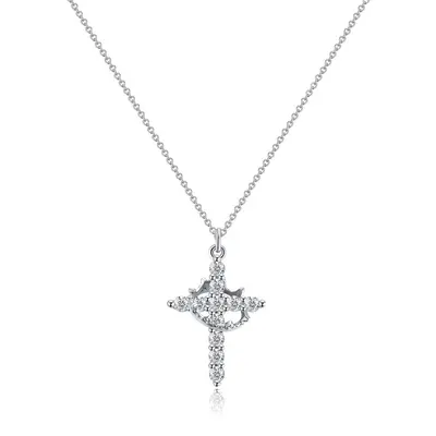 Fade-resistant after bathing ~ S925 sterling silver full-stone cross pendant American hip-hop versatile niche design - 8