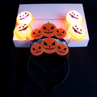 Halloween Pumpkin Ghost Headband with Glowing Skull Hair Hoop - 2