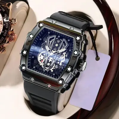 ZIDO quartz watch men's, sports style, barrel-shaped design