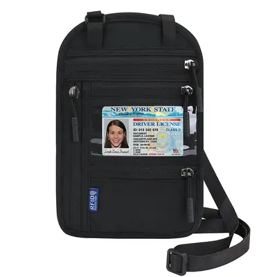 RFID neck wallet for travel documents and passport - 8