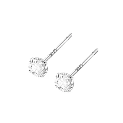 999 Silber-Ohrstecker mit Zirkonia, schlafgeeignet