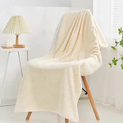 Polyester Coral Fleece Pineapple Pattern Bath Towel 3-Piece Set - 10