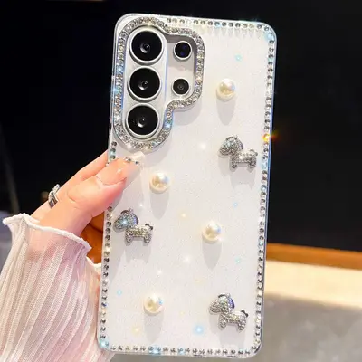 适用三星S26Ultra珍珠小马手机壳S24FE闪钻S25全包防摔DIY保护套 - 11