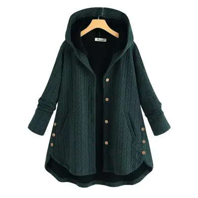 Women's Mid-Length Hooded Long-Sleeve Cardigan Jacket, Irregular Hem