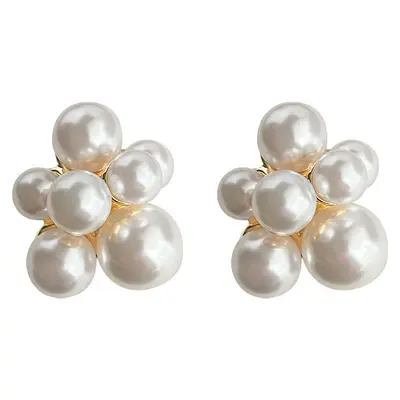 Perlen-Blüten-Ohrringe Vintage-Design extravagantem Brautschmuck