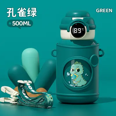 Çocuk Termos Bardağı, 316 Paslanmaz Çelik Akıllı Su Bardağı, Uzay Ayısı Desenli - 12