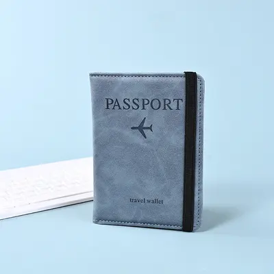 护照夹现货皮革绑带防盗刷RFID出国旅行证件卡片登机牌收纳保护套 - 13