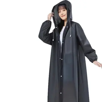 Yetişkinler için tek kullanımlık yağmurluk, uzun model, unisex, yürüyüş ve seyahat için taşınabilir, EVA siyah yağmurluk, fırtınaya dayanıklı. - 6