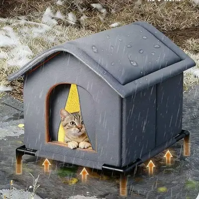 Dış mekan kedi yuvası, rüzgar ve su geçirmez, kapalı tip